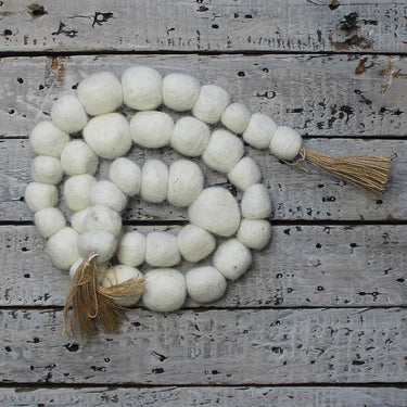 Cream Felt Ball Garland Garland GR000005 - The Fox Decor
